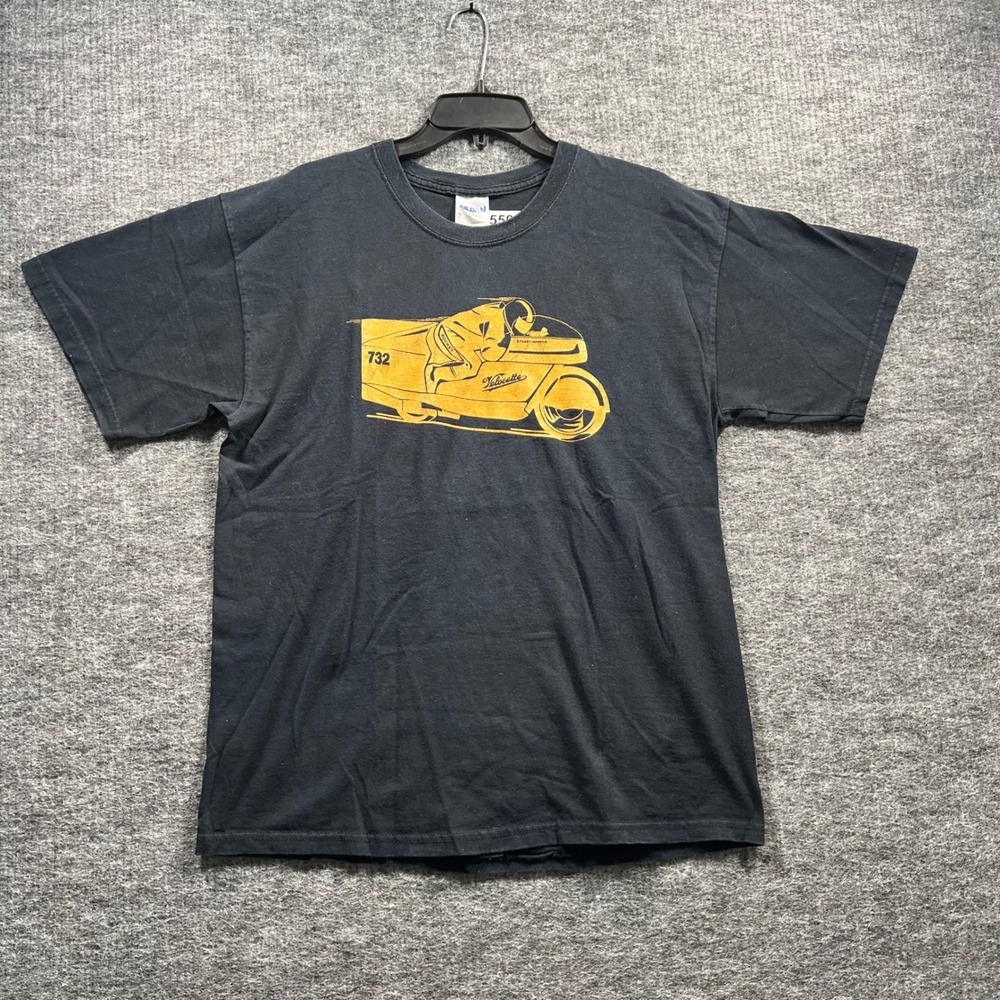 Gildan Ultra Cotton Velocette Motorcycle World Record Graphic T-Shirt Black L